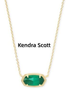 Elisa Gold Pendant Necklace in Emerald Cat's Eye